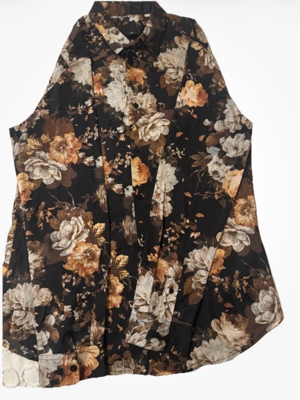 H&M Black Floral Print Long Sleeve Button Down Men’s Sz. Medium